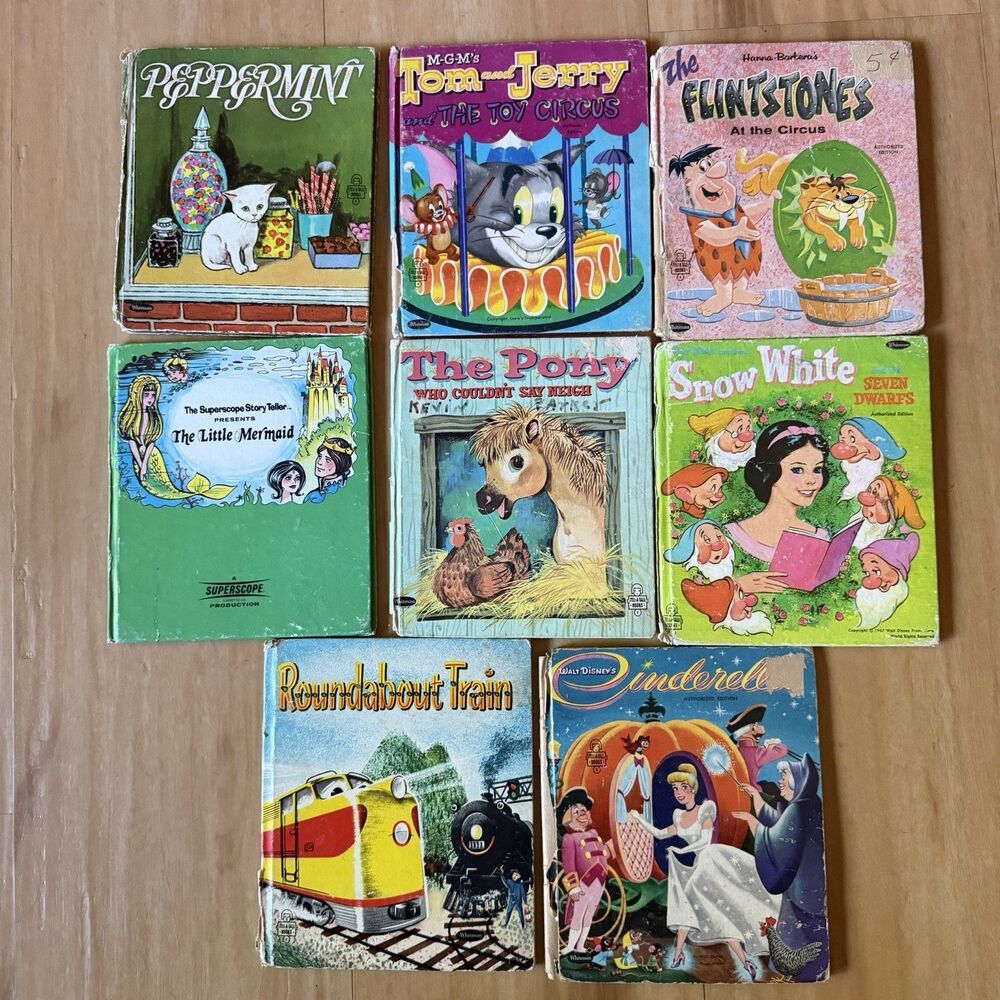 Vintage Whitman Tell-a-Tale Books Lot of 8 1950s 60s Disney Tom Jerry Flinstones